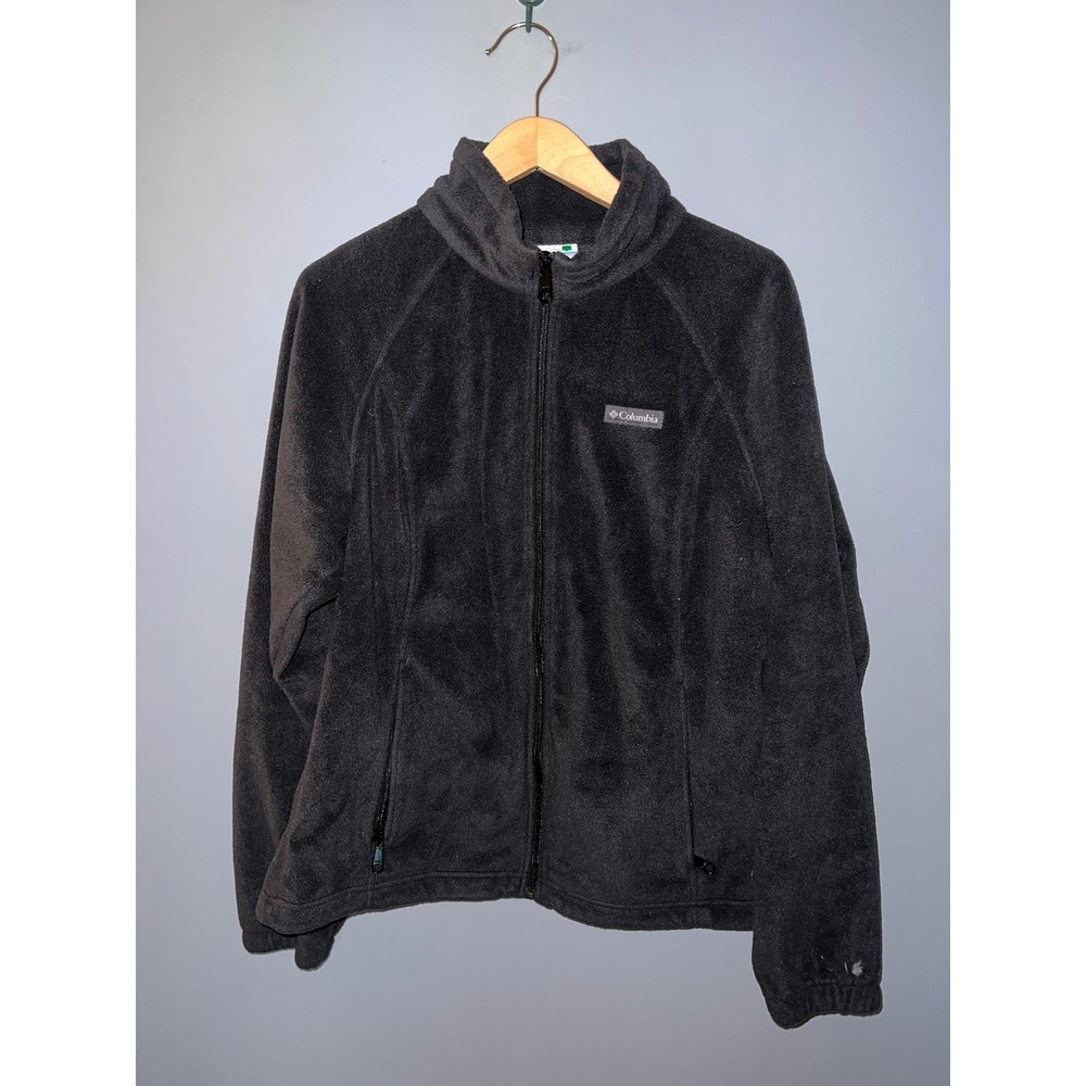 Columbia Womens XL Black Full Zip Fleece Jacket Mock Neck Benton Springs Coat